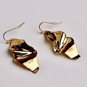 Alexis Bittar Gold Crumpled Metal Dangle Earrings